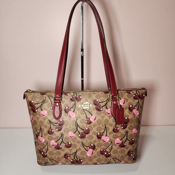 NWT COACH CAA71 Gallery Tote Bag In Signature Canvas With Cherry On Top - Picture 1 of 7
